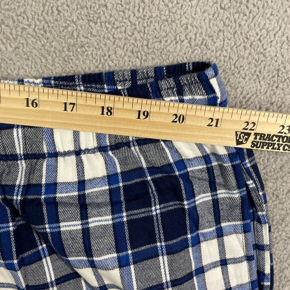 NWOT Lands' End Men's XXL Flannel Pajama Pants Navy & Ivory Plaid Cotton - Picture 3 of 7